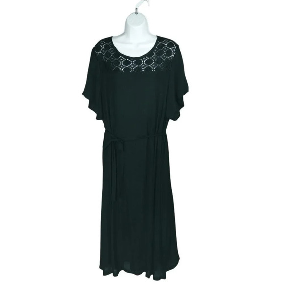 Claire France Maxi Black Dress with Lace and Matching Tie Up Belt 16 NWT - Picture 1 of 11